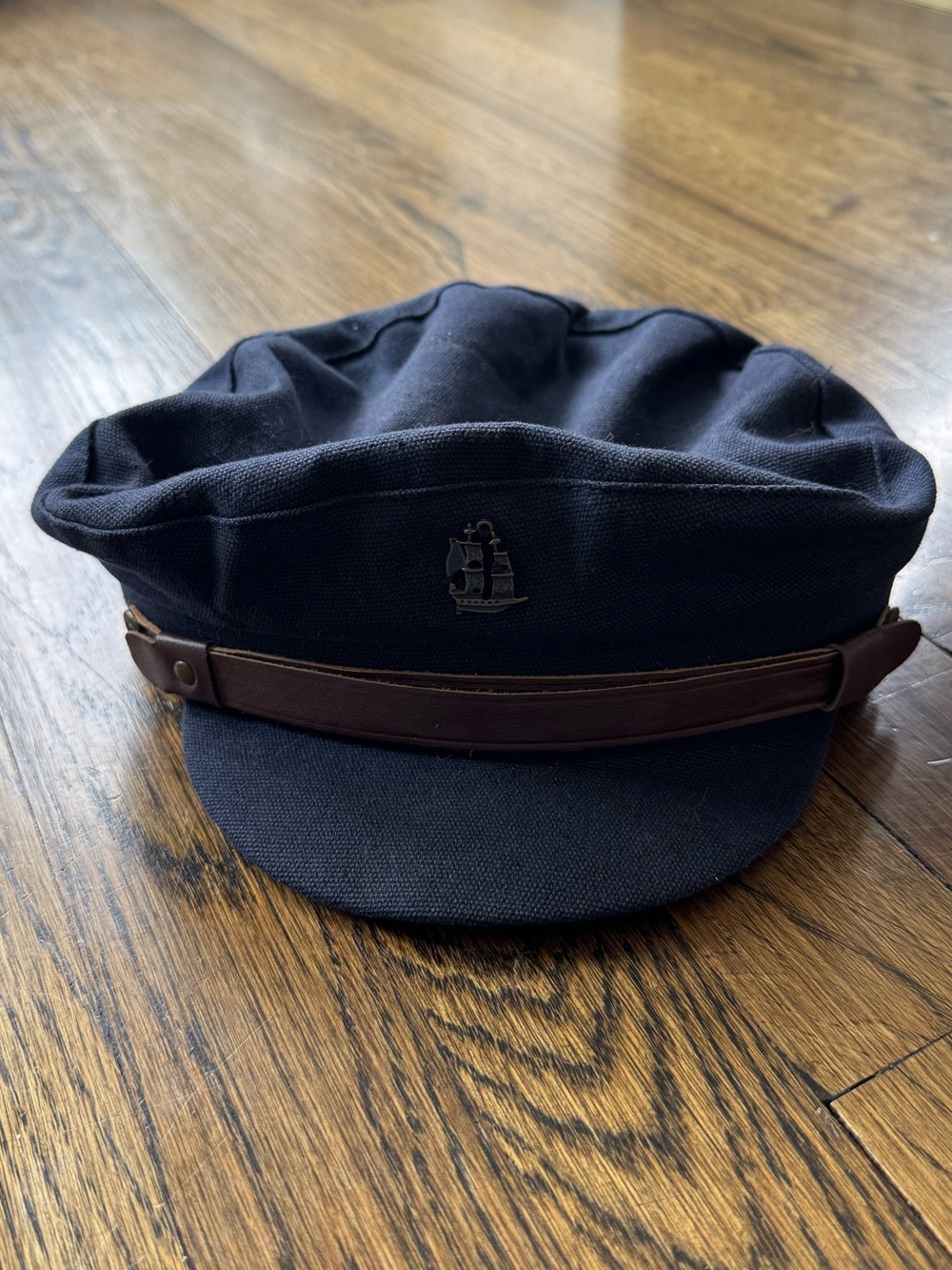 fallenBROKENstreet Navy Canvas Fisherman's Cap with Brown Leather Strap